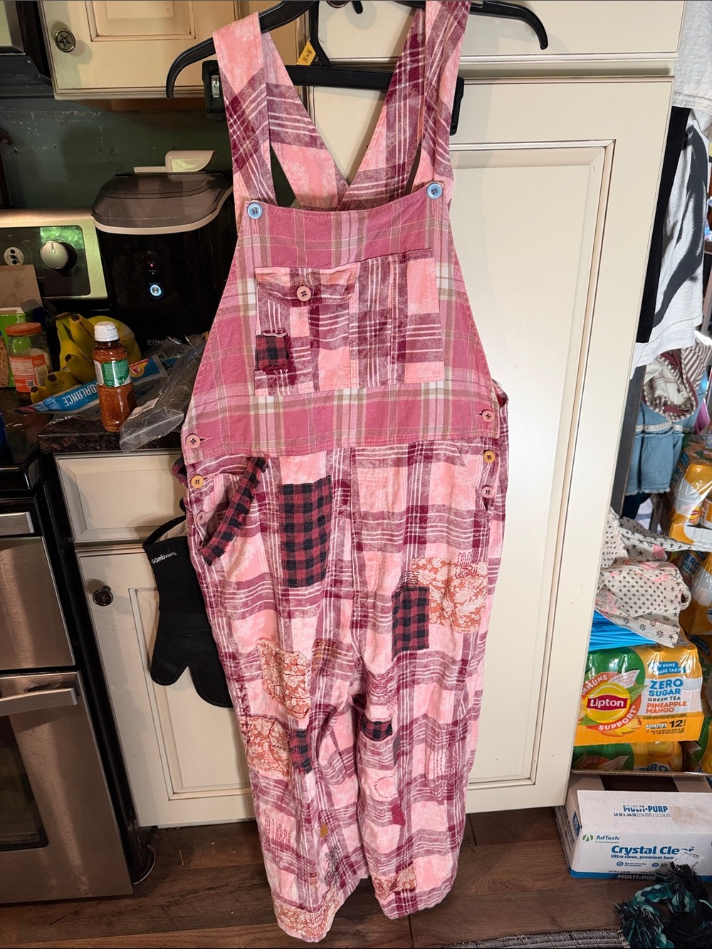 Casual Pink Plaid Patchwork Overalls Jumpsuit